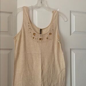 Charlotte Russe Beige Embellished Tank Top